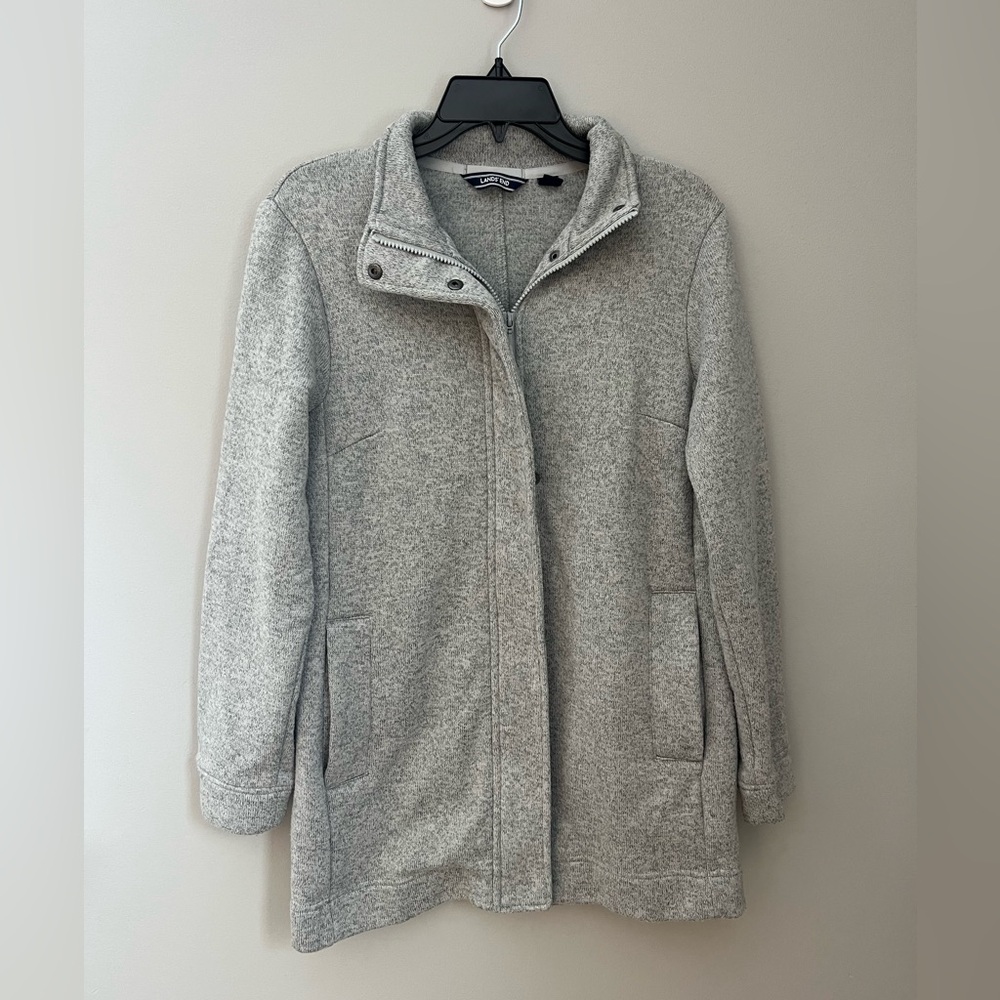 Land's End Women's Sweater Fleece Grey Coat Size M - Picture 4 of 11